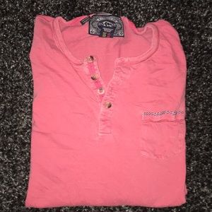 Buffalo Men’s Coral Henley Long Sleeve Shirt Large